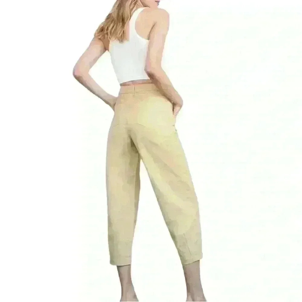 BILLIE THE LABEL Devon Cropped Pant Size 2 NWT Khaki - Picture 2 of 14
